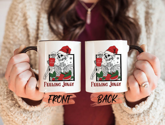 Skeleton Christmas Mug, Christmas Coffee Mug For Men And Women, Skeleton Coffee Cup, Hot Cocoa Mug, Feeling Jolly Mug For Christmas 2023