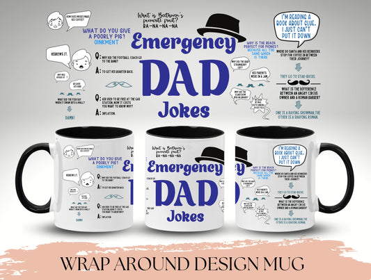 Emergency Dad Jokes Mug, Fathers Day Gifts Mug For Daddy, Funny Fathers Day Mug, Father In Law Gift, Father Daughter Gift, Papa Mug