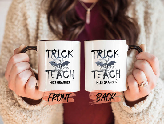 Trick Or Teach Mug, Halloween Teacher Mug For Men And Women, Trick Or Treat, Pumpkin Coffee Mug, Personalized Halloween Mug For Teachers