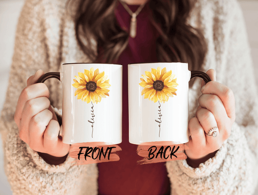Personalized Sunflower Mug, Sunflower Mug For Sunflower Lovers’ Christmas Gift, Sunflower Cup, Sunshine Mug, Sunflower Mugs For Women