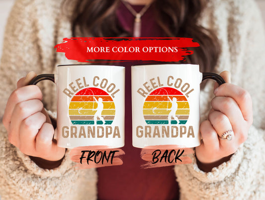 Reel Cool Grandpa Mug, Grandpa Gift Mug For Grandad Father’s Day, Retro Grandpa Fishing Mug, Grandpa Coffee Mug, Grandaddy Mug For Him