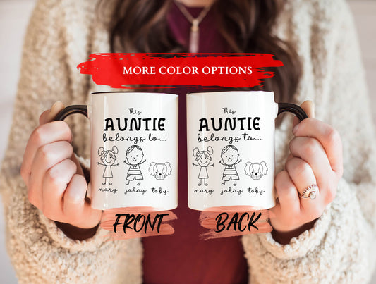 This Auntie Belongs To Mug, Aunt Mother’s Day Mug For Aunties’ Mother's Day Gift, Personalized Auntie Mug, Custom Aunt Mug, Aunt Gifts