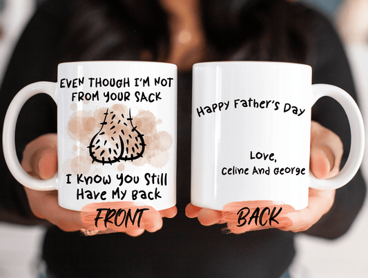 Step Dad Ball Sack Mug, Funny Step Dad Mug For Papa Father’s Day Gift, Step Dad Gift, Step Parent Gift, Personalized Ball Sack For Bonus Dad