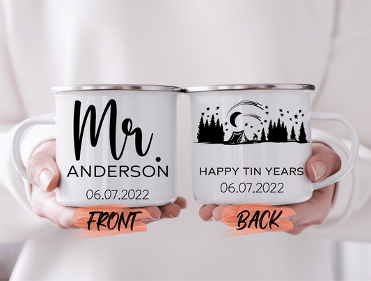 Happy Tin Year Anniversary Gift Mug, 10 Year Anniversary Gift Mug For Mr and Mrs Wedding Anniversary Gift, Tin Anniversary Gift For Couple