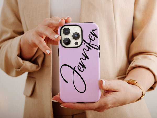 Your Name Here Phone Case – Personalized Minimalist Script Design