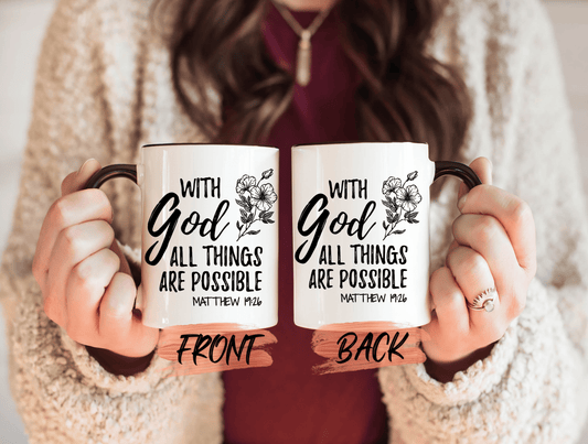 With God All Things Are Possible Mug, Bible Verse Scripture Mug For Men And Women Christmas Gift, Bible Mug, Scripture Mug For Christians