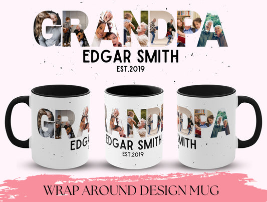 Custom Grandpa Gift Mug, Grandfather Gift Mug For Grandad Father’s Day, Grandpa Photo Mug, Grandparent Mugs, Customized Grandpa Mug For Him