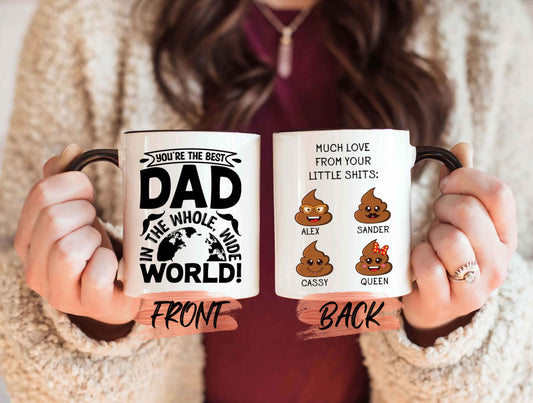 The Best Dad Mug, Dad’s Little Shit Mug For Daddy Fathers Day, Personalized Funny Dad Mug Gift, Awesome Dad Gift, Custom Poop Emoji Mug