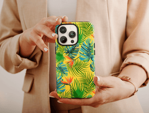 Tropical Pattern Phone Case – Pastel Monstera, Pink Pineapple & Floral Botanical Design