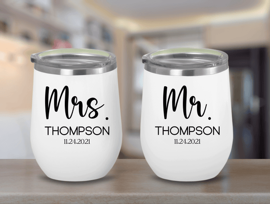 Mr And Mrs Wine Tumblers, Mr And Mrs Couples Tumblers For Couple’s Honeymoon Gift, Personalized Couples Tumblers For Newly Weds