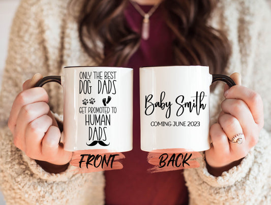 Custom Fur Daddy, Promoted From Dog Dad To Human Dad Mug For Daddy To Be Anniversary Gift, Custom Human Dad Mug For Future Daddy