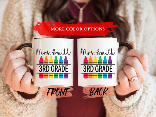 Personalized Crayons Mug, Back To School Mug For Students And Teachers First Day Of School, Crayons Mug, Teachers Mug, Teacher Coffee Mug