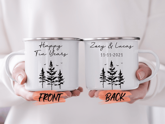 Happy Tin Year Anniversary Gift Mug, Custom 10 Year Husband Wife Gift Mug For Mom And Dad Anniversary Gift, Tin Anniversary Gift For Parents