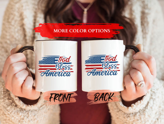 God Bless America Mug, 4th Of July Mug For Patriotic Independence Day Gift, American Flag Mug, Patriotic Coffee Mug, Independence Day Mug