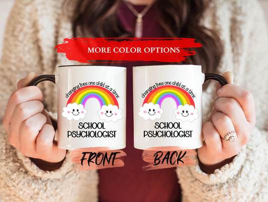 Psychologist School Mug, School Psychologist Mug For Psychology Student Birthday Gift, School Psych Cup, Psych Coffee Cup, Rainbow Mug Gift