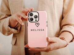 Minimalist Personalized Phone Case – Custom Name & Heart Phone Cover