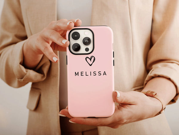 Minimalist Personalized Phone Case – Custom Name & Heart Phone Cover