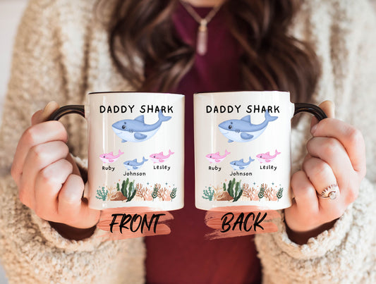 Daddy Shark Mug, Custom Father's Day Gift Mug For Dad Father’s Day, Funny Dad Mug, Shark Family Mug, Best Dad Ever Mug, Personalized Dad Mug