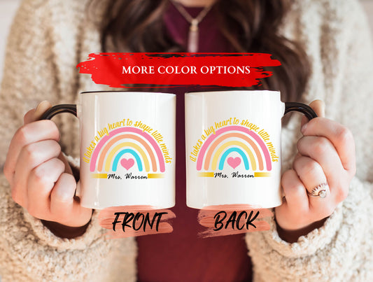 It Takes A Big Heart Mug, Back To School Mug For Students And Teachers First Day Of School, Teacher Coffee Mug, Personalized Rainbow Mug