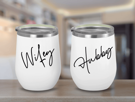 Hubby Wifey Wine Tumbler, Mr And Mrs Couples Tumblers For Couple’s Honeymoon Gift, Matching Tumbler, Couples Tumblers For Hubby And Wife