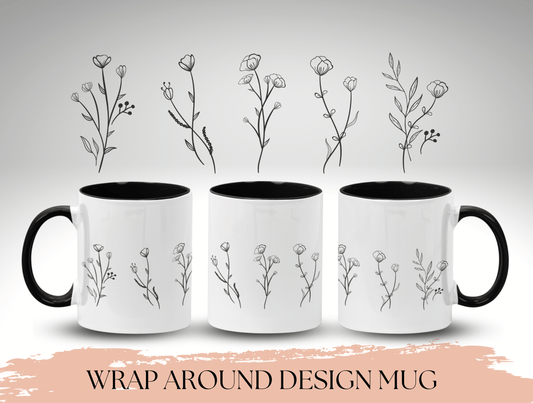 Minimalist Botanical Mug, Minimalist Wildflower Mug For Women Christmas Gift, Minimalist Mug, Floral Mug, Wildflower Mug For Her