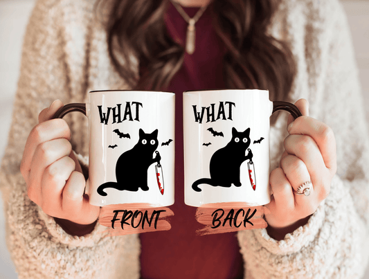 Cat What Mug, Black Cat Halloween Mug For Cat Lovers’ Halloween Gift, Black Cat Mug, Halloween Cat Mug, Funny Black Cat Mug For His And Her