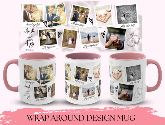 Custom Instax Prints Mug, Custom Wedding Photo Collage Mug For Couples’ Anniversary Gift, Instax Collage Mug, Personalized Mug Valentines