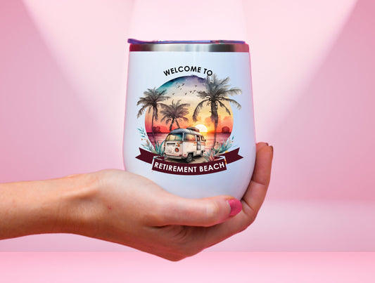 Welcome To The Beach Wine Tumbler, Retirement Coffee Gifts Retired Tumbler For Men & Women Retirement Day, Retired Tumbler, Beach Retirement