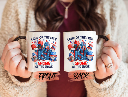 Patriotic Gnome Mug, 4th Of July American History For Patriot Independence Day, Patriotic Gnome Mug, Veteran Gnome, Land Of The Free Mug