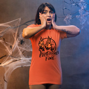 Everything’s on Fire, It’s Fine – Funny Flaming Skull Shirt for Burnout Vibes