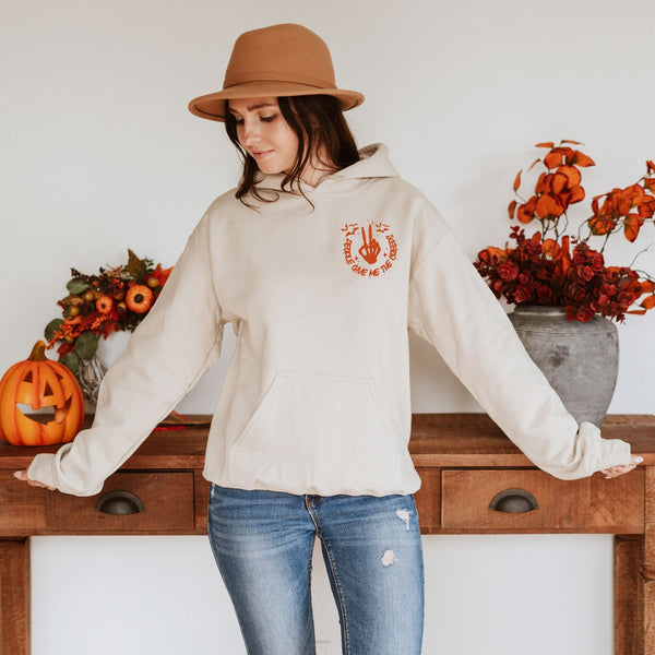 People Give Me The Creeps Hoodie – Skeleton Peace Sign Halloween Hoodie