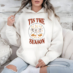 Tis The Season to Be Chilly – Cozy Halloween Hoodie with Dancing Skeletons