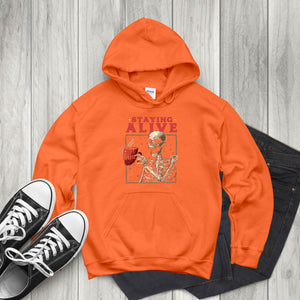 Staying Alive (Barely) – Skeleton Coffee Hoodie for Caffeine-Fueled Chaos