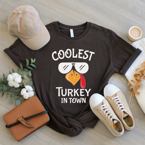 Coolest Turkey in Town – Funny Thanksgiving Shirt for Friendsgiving Vibes
