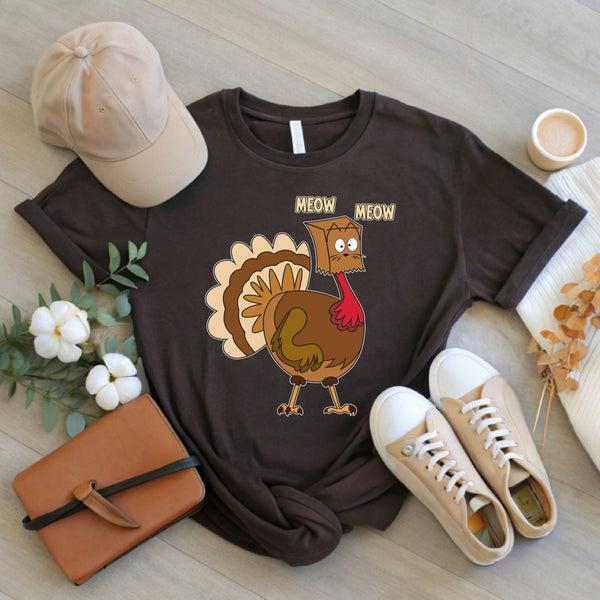 MEOW or Never – Turkey Cat Meow Shirt for Thanksgiving Laughs