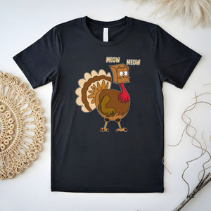 MEOW or Never – Turkey Cat Meow Shirt for Thanksgiving Laughs