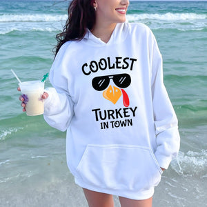 Coolest Turkey in Town Hoodie – Funny Friendsgiving Gift for Cold-Weather Swagger