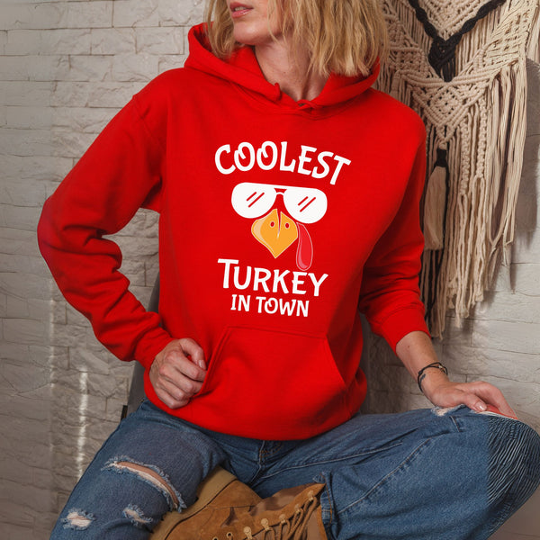 Coolest Turkey in Town Hoodie – Funny Friendsgiving Gift for Cold-Weather Swagger