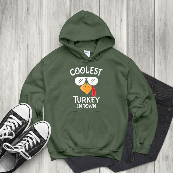 Coolest Turkey in Town Hoodie – Funny Friendsgiving Gift for Cold-Weather Swagger