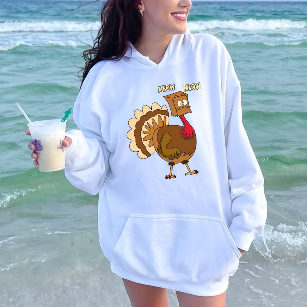 Cold Turkey? MEOW Hoodie – Funny Cat Lovers’ Thanksgiving Hoodie