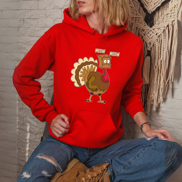 Cold Turkey? MEOW Hoodie – Funny Cat Lovers’ Thanksgiving Hoodie