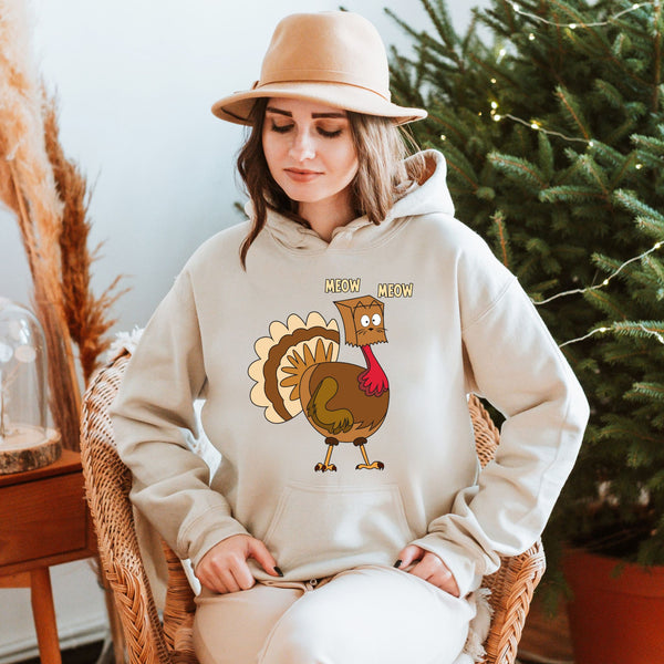 Cold Turkey? MEOW Hoodie – Funny Cat Lovers’ Thanksgiving Hoodie