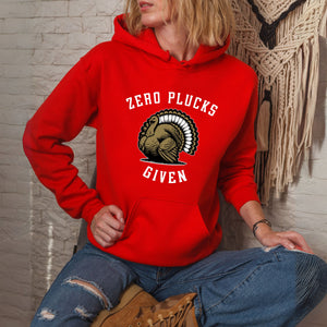 Zero Plucks Given – Funny Thanksgiving Pullover Hoodie for Cold-Weather Chill