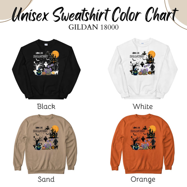 Long Live Halloween Sweatshirt – I Love Halloween Fall Layers with Haunted House Design