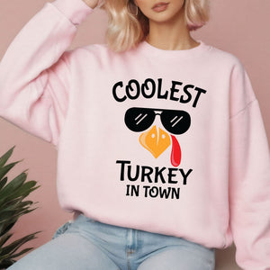 Coolest Turkey in Town Sweater – Funny Thanksgiving Gift for Cold Weather Vibes