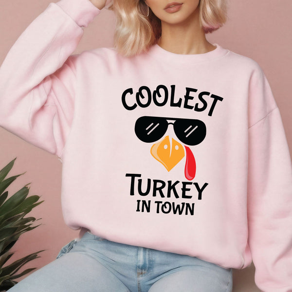 Coolest Turkey in Town Sweater – Funny Thanksgiving Gift for Cold Weather Vibes