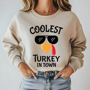 Coolest Turkey in Town Sweater – Funny Thanksgiving Gift for Cold Weather Vibes