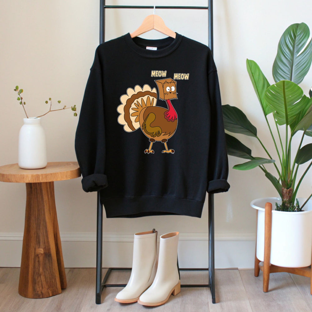 MEOW-stakes Were Made – Funny Turkey Cat Sweatshirt for Thanksgiving Vibes