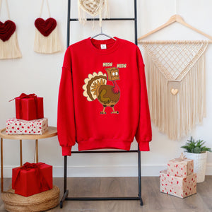 MEOW-stakes Were Made – Funny Turkey Cat Sweatshirt for Thanksgiving Vibes