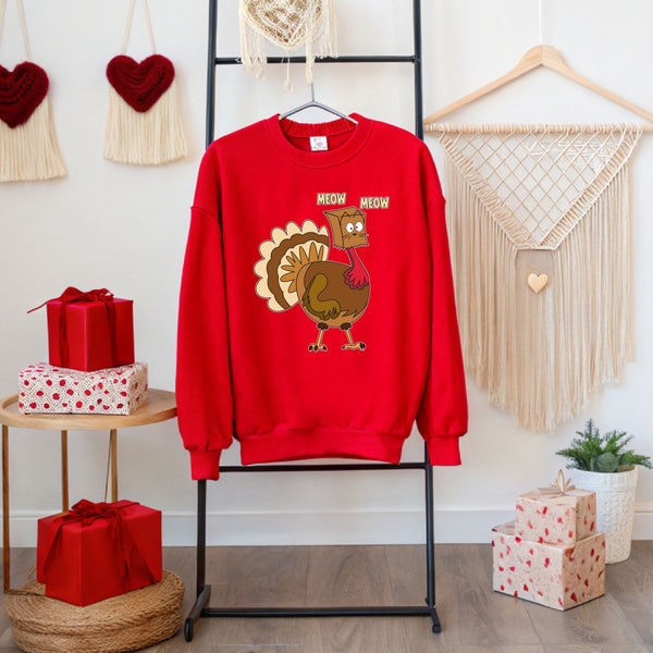 MEOW-stakes Were Made – Funny Turkey Cat Sweatshirt for Thanksgiving Vibes